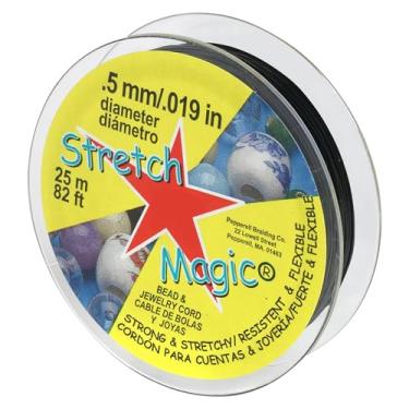 Imagem de Stretch Magic Cordão elástico para contas – cor preta, 0,5 mm de diâmetro, 25 metros (25 m) - Fácil de amarrar, cordão forte e elástico para fazer joias com contas