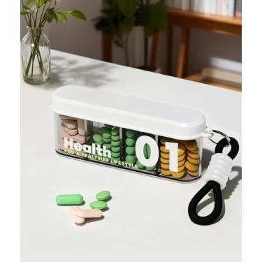 Imagem de Caixa organizadora de comprimidos de viagem, dispensador diário de medicamentos, 4 grades