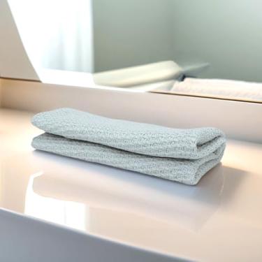 Imagem de Toalha de mão Waffles Weave – Pano de rosto de secagem rápida e absorvente, pano macio e leve para banheiro, cozinha, viagens e limpeza de casa azul claro
