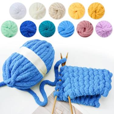 Imagem de Fio de chenille grosso para tricô de braço - fio jumbo super macio, lavável na máquina para cobertores faça-você-mesmo, travesseiros, decoração de casa 200 g