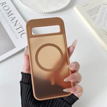 Imagem de ZCDAYE Capa para Google Pixel 8 compatível com Magsafe, capa de telefone transparente fosca à prova de choque anti-impressão digital para Google Pixel 8 (6,2 polegadas), cáqui