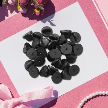 Imagem de Apoios de alfinetes de lapela, 50 peças de suporte de pino de embreagem de borboleta, prendedores de pino de borracha de PVC para crachá de uniforme de substituição, preto