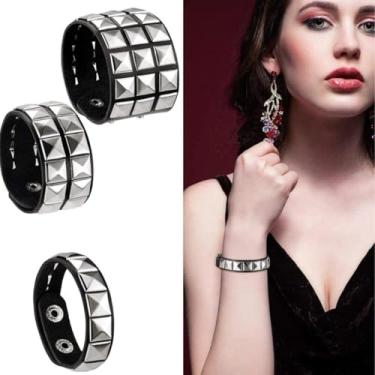 Imagem de Conjunto de três peças preto combinado, elegante e simples, pulseira quadrada de aço inoxidável, pulseira de casal