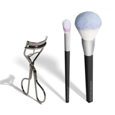 Imagem de Combo Acessórios para Make: Pincel Pó + Pincel Corretivo + Curvador Cílios