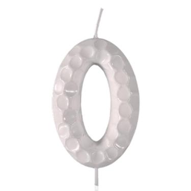 Imagem de Vela de aniversário com número de golfe, vela branca com tema esportivo para tema de golfe, decoração de festa de aniversário, tema esportivo, suprimentos de celebração, textura 3D verdadeira, padrão