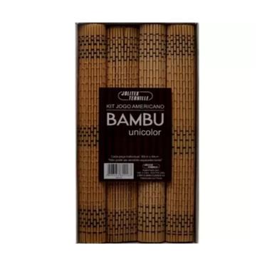 Imagem de Kit Jogo Americano Bambu 4 Peças Unicolor Caramelo Jolitex