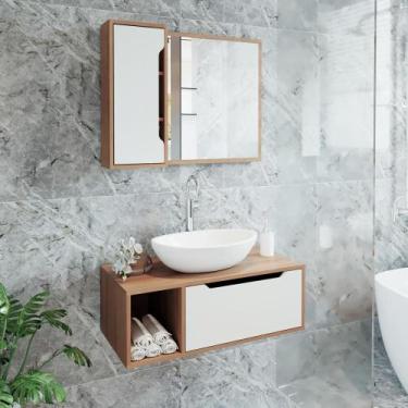 Imagem de Kit Banheiro Balcão e Espelheira Suspensos AME/BR - Tecno - Tecno Mobi