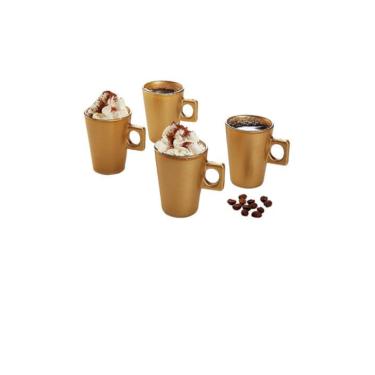 Imagem de Conjunto 4 Xícaras em Vidro 80ml - Dourado ( 34511 )