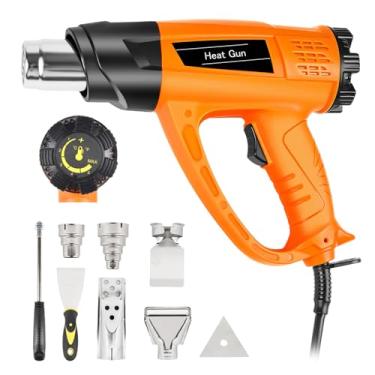 Imagem de Pistola de calor 1800W 60.0 °C ~ 600.0 °C (60℃-600℃) Kit de pistola de ar quente de aquecimento rápido para serviço pesado, controle de temperatura variável com proteção contra superaquecimento, 5