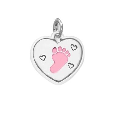 Imagem de 1 peça de prata esterlina simples e exclusiva, série multicolorida, berloque, ajuste faça você mesmo, joias combinando e presente de decoração de roupa diária para mulheres (pegada)