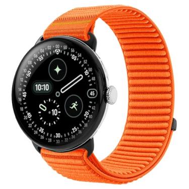 Imagem de BandRain Pulseiras esportivas de nylon compatíveis com Google Pixel Watch 4/3/2/1 de 45 mm e 41 mm, conector de aço atualizado, pulseiras de substituição trançadas macias e respiráveis para mulheres e