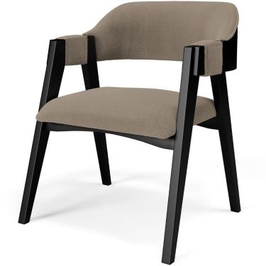 Imagem de Cadeira Para Sala De Jantar Estar Living Estofada Suran L02 Preto Bouclê Bege - Lyam Decor