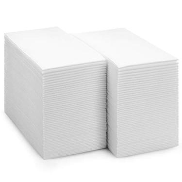 Imagem de Guardanapos de banheiro descartáveis BloominGoods | Toalhas de hóspedes com toque de linho | Papel de tecido semelhante ao tecido de mão, branco, Branco, 100 Count (Pack of 1)