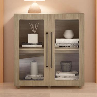 Imagem de Balcão Buffet Mia 2 Portas com Vidro 100% Mdf Riveira - Artely Móveis