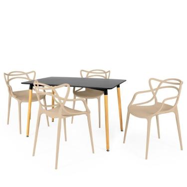 Imagem de Conjunto Mesa De Jantar Retangular Eiffel 4 Cadeiras Allegra
