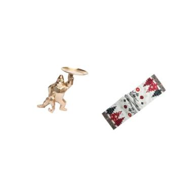 Imagem de Fenteer Escultura com Bandeja E Caminho de Mesa Natalino em Resina, Enfeite Sazonal de Inverno para Sala de Estar, Estante E Decoração de Festas.