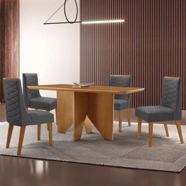 Imagem de Mesa Evora 120 Mdf Canto Com 4 Cadeiras Safira Veludo Grafite Naturalle