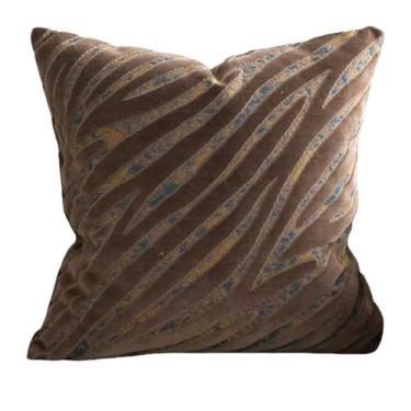 Imagem de lomysoali Capa de almofada jacquard de luxo com listras geométricas e dupla face, capas de almofada decorativas de veludo esculpido moderno para sofá, quarto, sala de estar, cadeira, escritório, carro