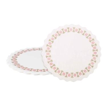 Imagem de HARFINGTON 100 peças de guardanapos de papel redondos de 21 cm para bolo sobremesa artesanato festa casamento aniversário decoração de mesa, branco
