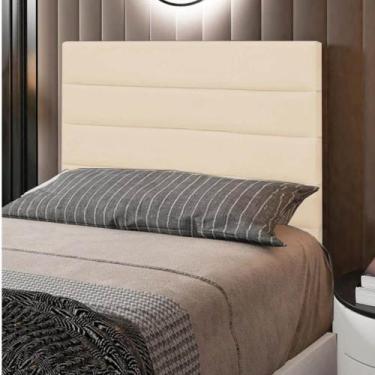 Imagem de Cabeceira Solteiro Cama Box 90cm para Quarto Rubi Suede Bege M11 - D'R