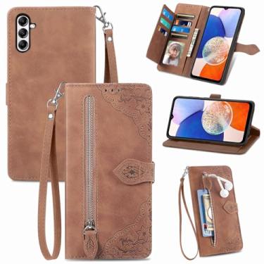 Imagem de Furiet Capa carteira para Samsung Galaxy A36 5G com cordão de pulso, estampa de flor, bolso de couro, flip para cartão, suporte, acessórios de celular, capa de telefone fólio para A 36 36A LTE