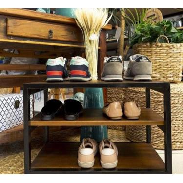Imagem de Banco Sapateira Ferro e Madeira Organizar Sapatos - Convenienza