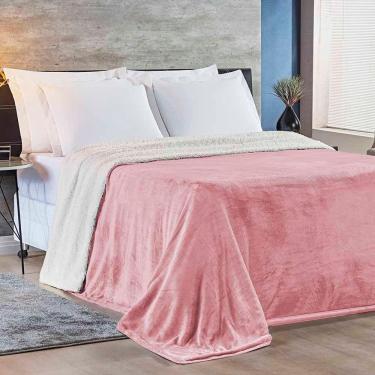 Imagem de Cobertor Magnific Casal Queen Sherpa Com Manta Microfibra Toque Lã Carneiro 01 Peça Rosa 100% Poliéster