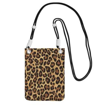 Imagem de LILYDIARY Bolsa transversal para celular para meninas e mulheres, alça preta, material de poliéster, alça de ombro ajustável e removível A beleza do padrão de estampa de leopardo