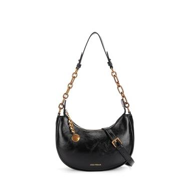 Imagem de Bolsa crescente de design de nicho leve e luxuosa, bolsa transversal de ombro versátil feminina, bolsa de axila com corrente, carteira feminina, Preto, Small, Bolsa quadrada pequena transversal