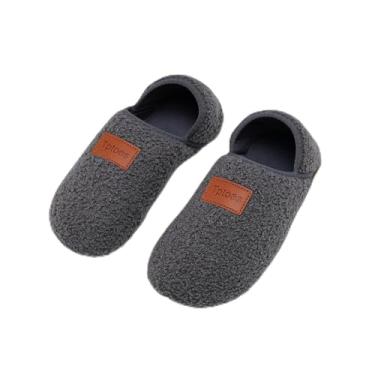 Imagem de Chinelos de casa infantis para meninos e meninas, sapatos de casa descalços aconchegantes, leves, antiderrapantes para uso interno, Cinza escuro, 10-11.5 Little Kid