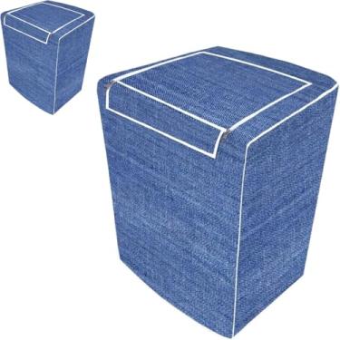 Imagem de Capa para Máquina de Lavar Roupas com Abertura Superior, Material Jeans, Tamanho M, Proteção Doméstica