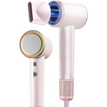 Imagem de Secador de Cabelo Profissional com Íons e LED - Tecnologia Silenciosa, 4 Temperaturas, 2 Velocidades e Bolsa para Viagem(Rosa Claro 110v)