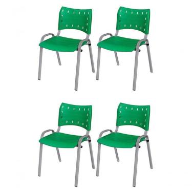 Imagem de Cadeira Iso Base Cinza , Escritório Verde - Kit 4 Un