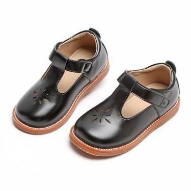 Imagem de Kolan Todder Sapatos Oxford para meninas Mary Jane com tira em T, uniforme escolar, vestido de festa, sapatos rasos, Ke02-preto, 9 Toddler