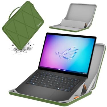 Imagem de Smatree MS58 Capa protetora rígida de EVA com suporte compatível com ASUS ROG Zephyrus G14 de 14 polegadas 2025/2024/2023/2022, para ASUS ROG Zephyrus G14 Laptop Notebook Bag, verde