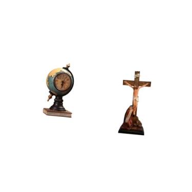 Imagem de Fenteer Relógio de Mesa Moderno em Forma de Globo Terrestre, Peça de Arte E Artesanato com Escultura Religiosa de Jesus E Virgem Maria, Ideal para Escritório,
