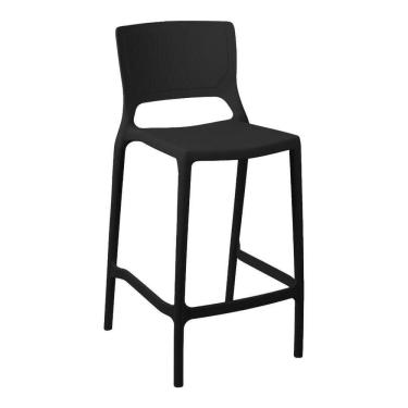 Imagem de Banqueta Alta Cozinha Preta Empilhável Urano Em Polipropileno Acrilys