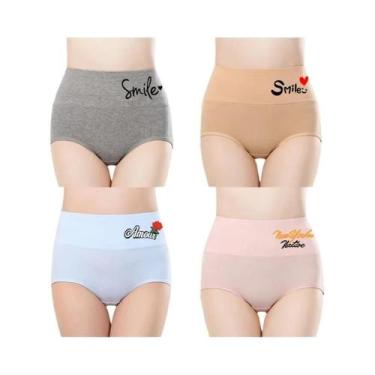 Imagem de Conjunto De Roupa Íntima De Algodão plus Size Para Mulheres 4PCS Calci