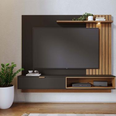 Imagem de Painel Tv 65 Pol 180cm Bancada Suspensa Zurique Preto Fosco-noce Milano C04 - D'rossi