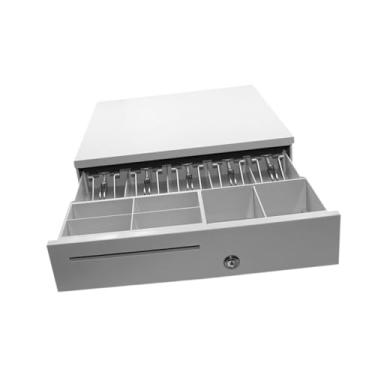 Imagem de KiBcsLic Gaveta Registradora de Dinheiro, Organizador de aço Da Bandeja de Dinheiro Da Gaveta de Dinheiro Da Caixa de Moeda com Fechadura para Contas para a Lo, Branco