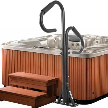 Imagem de Corrimão para banheira de hidromassagem, corrimão de spa rotativo de 360 graus, altura ajustável de 109 a 139 cm, trilho para banheira de hidromassagem com revestimento eletroforético à prova de