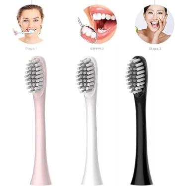 Imagem de Escova de dentes elétrica recarregável com cabeças de escova ultrassônicas substituíveis e inteligentes à prova d'água (Rosa-YS7)