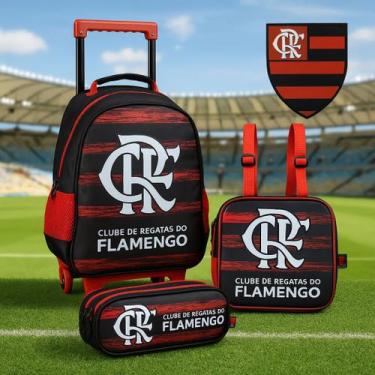 Imagem de Kit Flamengo Escolar  Mochila de Rodinhas + Lancheira + Estojo  CRF  M