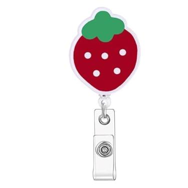 Imagem de Carretel de crachá retrátil de morango vermelho, suporte de crachá de enfermeira, carretéis decorativos de nome fofo com prendedor de crachá