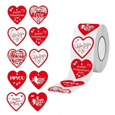 Imagem de Adesivos de etiqueta de coração de Dia dos Namorados, adesivos autoadesivos de etiqueta de amor para o dia de Galentine, casamento, aniversário, envelopes, cartões de selo (coração vermelho/branco)