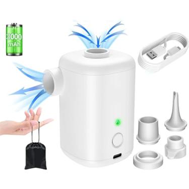 Imagem de Bomba de Ar Elétrica Inflatável 15W Sem Fio Pequena Portátil para Casa com Função Desinflação 4 Bicos Bateria Recarregáv