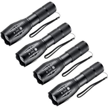 Imagem de Lanternas de LED de alto lúmens, lanterna pequena, impermeável, foco ajustável, luz de flash para atividades ao ar livre, emergência, acampamento, pacote com 4 (bateria não incluída)