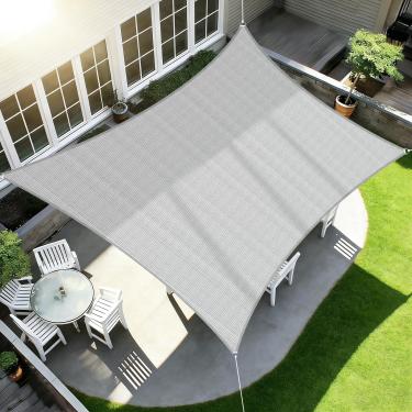 Imagem de ECOOPTS 12'X14' Hdpe Guarda-Sol Retângulo Sombras Para Pátio Externo Pérgola Cobertura Bloqueio 95% Resistente A Uv (Cinza)