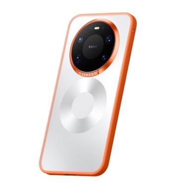 Imagem de LYJSMGZ Capa anti-impressão digital para Huawei Mate 80 Pro Max/80 Pro/80, translúcido, fosco e amigo da pele, armação de lente de metal antiamarelamento, capa à prova de choque, laranja, Mate 80