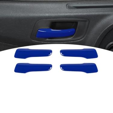 Imagem de PDKLIN Guarnição da maçaneta interna do carregador para Dodge Charger/Chrysler 300C 2011-2023 Acessórios interiores azuis 4 peças